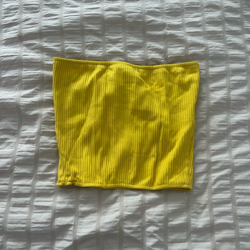 SHEIN Yellow Ribbed Tube Top
